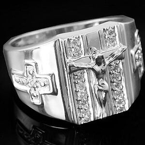 1/3 Diamond White Gold over Sterling Silver Size 11 Ring